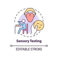 Sensory testing concept icon. Food samples evaluation abstract idea thin line illustration. Appearance and smell test. Isolated outline drawing. Editable stroke. Arial, Myriad Pro-Bold fonts used vector