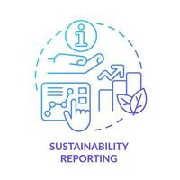 Sustainability reporting blue gradient concept icon. Eco farming. Current agricultural trends abstract idea thin line illustration. Isolated outline drawing. Myriad Pro-Bold font used vector