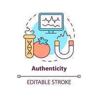 Authenticity concept icon. Food testing service abstract idea thin line illustration. Increasing consumer trust. Isolated outline drawing. Editable stroke. Arial, Myriad Pro-Bold fonts used vector