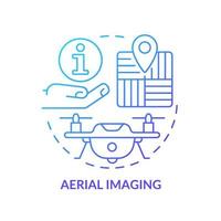 Aerial imaging blue gradient concept icon. Agricultural drones for areas planning. Farming trends abstract idea thin line illustration. Isolated outline drawing. Myriad Pro-Bold font used vector