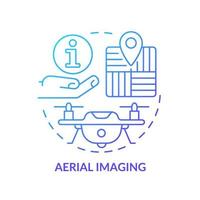 Icono de concepto de gradiente azul de imágenes aéreas. drones agrícolas para planificación de áreas. tendencias agrícolas idea abstracta ilustración de línea delgada. dibujo de contorno aislado. innumerables fuentes pro-bold utilizadas vector