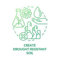 Create drought-resistant soil green gradient concept icon. Soil care. Shift to regenerative culture abstract idea thin line illustration. Isolated outline drawing. Myriad Pro-Bold font used vector