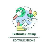 Pesticides testing concept icon. Food testing service abstract idea thin line illustration. Detecting toxic substances. Isolated outline drawing. Editable stroke. Arial, Myriad Pro-Bold fonts used