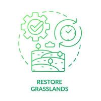 Restore grasslands green gradient concept icon. Fields management. Shift to regenerative culture abstract idea thin line illustration. Isolated outline drawing. Myriad Pro-Bold font used vector