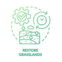 Restore grasslands green gradient concept icon. Fields management. Shift to regenerative culture abstract idea thin line illustration. Isolated outline drawing. Myriad Pro-Bold font used vector