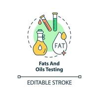 Fats and oils testing concept icon. Food manufacturer abstract idea thin line illustration. Measuring oxidation state. Isolated outline drawing. Editable stroke. Arial, Myriad Pro-Bold fonts used vector