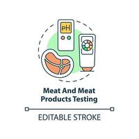 icono de concepto de prueba de carne y productos cárnicos. evaluar la producción de alimentos idea abstracta ilustración de línea delgada. dibujo de contorno aislado. trazo editable. arial, innumerables fuentes pro-bold utilizadas vector