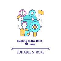 Getting to root of issue concept icon. Efficient problems solving. HR skills abstract idea thin line illustration. Isolated outline drawing. Editable stroke. Arial, Myriad Pro-Bold fonts used vector