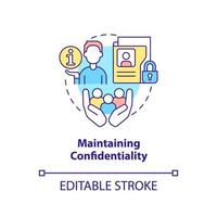 Maintaining confidentiality concept icon. Sensitive information protection. HR skills abstract idea thin line illustration. Isolated outline drawing. Editable stroke. Arial, Myriad Pro-Bold fonts used vector