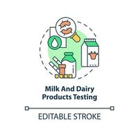 Milk and dairy products testing concept icon. Lab analysis for food safety abstract idea thin line illustration. Isolated outline drawing. Editable stroke. Arial, Myriad Pro-Bold fonts used vector