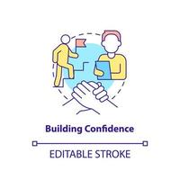 Building confidence concept icon. Increase motivation of candidate. HR skills abstract idea thin line illustration. Isolated outline drawing. Editable stroke. Arial, Myriad Pro-Bold fonts used vector