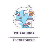 icono de concepto de prueba de alimentos para mascotas. experiencia en el mercado de alimentos idea abstracta ilustración de línea delgada. análisis nutricional. dibujo de contorno aislado. trazo editable. arial, innumerables fuentes pro-bold utilizadas vector