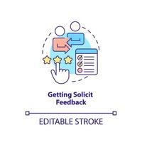 Getting solicit feedback concept icon. Open communication. HR skills abstract idea thin line illustration. Isolated outline drawing. Editable stroke. Arial, Myriad Pro-Bold fonts used vector