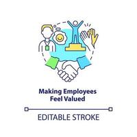 Making employees feel valued concept icon. Motivation process. HR skills abstract idea thin line illustration. Isolated outline drawing. Editable stroke. Arial, Myriad Pro-Bold fonts used vector