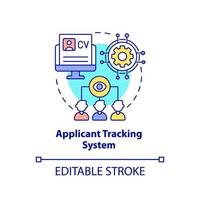 Applicant tracking system concept icon. Software for recruitment. HR skills abstract idea thin line illustration. Isolated outline drawing. Editable stroke. Arial, Myriad Pro-Bold fonts used vector