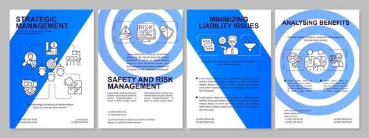 plantilla de folleto azul de importancia de trabajo de hora. éxito de la empresa. diseño de folletos con iconos lineales. 4 diseños vectoriales para presentación, informes anuales. arial, innumerables fuentes pro-regulares utilizadas vector