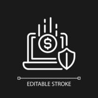 Fundraising platform pixel perfect white linear icon for dark theme. Receiving donations online. Crowdfunding. Thin line illustration. Isolated symbol for night mode. Editable stroke. Arial font used vector
