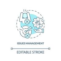 Issues management turquoise concept icon. Solving problem. Palliative care stage abstract idea thin line illustration. Isolated outline drawing. Editable stroke. Arial, Myriad Pro-Bold fonts used vector