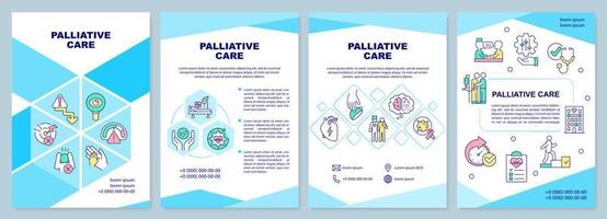 Palliative care blue brochure template. Healthcare service. Leaflet design with linear icons. 4 vector layouts for presentation, annual reports. Arial-Black, Myriad Pro-Regular fonts used