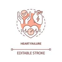 Heart failure orange concept icon. Cardiovascular disease. Illness palliative care abstract idea thin line illustration. Isolated outline drawing. Editable stroke. Arial, Myriad Pro-Bold fonts used vector