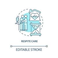 Respite care turquoise concept icon. Short-term assistance. Hospice service abstract idea thin line illustration. Isolated outline drawing. Editable stroke. Arial, Myriad Pro-Bold fonts used vector