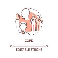 COPD orange concept icon. Lung disease. Illnesses to ask for palliative care abstract idea thin line illustration. Isolated outline drawing. Editable stroke. Arial, Myriad Pro-Bold fonts used vector