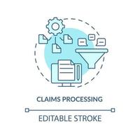 Claims processing turquoise concept icon. Examples of automation in business abstract idea thin line illustration. Isolated outline drawing. Editable stroke. Arial, Myriad Pro-Bold fonts used vector