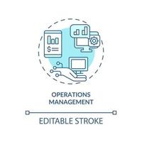 Operations management turquoise concept icon. Examples of automation in business abstract idea thin line illustration. Isolated outline drawing. Editable stroke. Arial, Myriad Pro-Bold fonts used vector