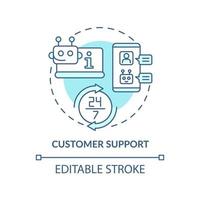Customer support turquoise concept icon. Examples of automation in business abstract idea thin line illustration. Isolated outline drawing. Editable stroke. Arial, Myriad Pro-Bold fonts used