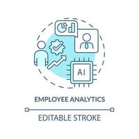 Employee analytics turquoise concept icon. Examples of automation in business abstract idea thin line illustration. Isolated outline drawing. Editable stroke. Arial, Myriad Pro-Bold fonts used vector