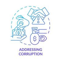 Addressing corruption blue gradient concept icon. Armed hostilities prevention solution abstract idea thin line illustration. Tackle tax crime. Isolated outline drawing. vector