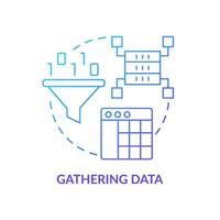 Gathering data blue gradient concept icon. Artificial intelligence. Problem solving step in machine learning abstract idea thin line illustration. Isolated outline drawing. vector