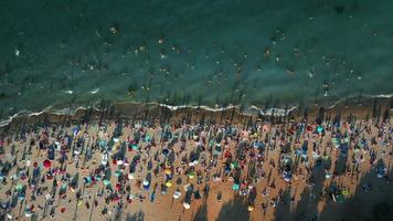 Aerial view of the ukranian coast, sea shore and boat decks video