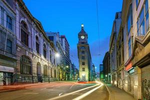 Downtown Valparaiso at night in Chile. photo