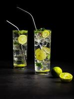 Lime mint mojito a summer refreshing drink with soda and infused flavours of lime and mint. photo