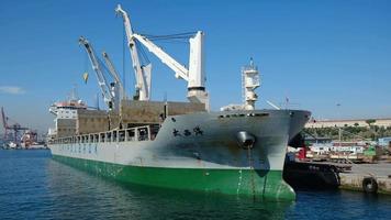 Istanbul, Turkey - September 11, 2022, The Chipolbrok Atlantic vessel from Hong Kong uploaded its cargo at The Port of Haydarpasa in Istanbul. video