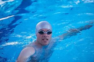 swimmer excercise on indoor swimming poo photo