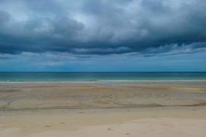 Beautiful sea in the morning with rain cloud on Thailand. photo