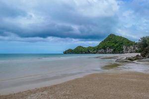 Beautiful sea in the morning with rain cloud on Thailand. photo