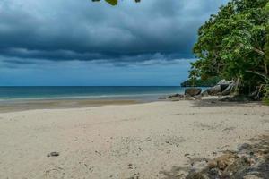 Beautiful sea in the morning with rain cloud on Thailand. photo