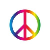 Silhouette illustration of peace symbol with multicolored gradient vector