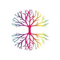 Vector illustration of tree branches with colorful gradient on white background isolated