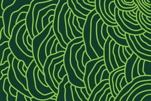 dibujado a mano línea ondulada verde patrón de arte de garabato ilustración abstracta para el fondo vector