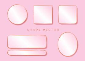 simple 3D white and pink shape board or frame vector on white background with the circle, ellipse, the square can be put text or product on frame