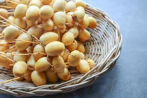 Fresh dates on a tray photo