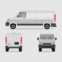 Editable Various Views of Blank Cargo Delivery Van Vector Illustration for Branding Mock-up of Transportation Vehicle or Shipping Business Related Design