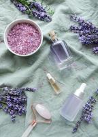 Aromatherapy lavender bath salt and massage oil photo