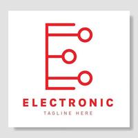 diseño abstracto del logotipo de la letra e para la empresa electrónica. plantilla de logotipo de conexión de puntos vectoriales para tecnología, industria eléctrica. vector