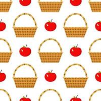 patrón de manzana y cesta sobre fondo claro. imagen vectorial aislada para su uso en diseño web o textiles vector