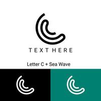 inspiración del logotipo. la combinación de la letra c con las olas del mar. adecuado para logotipos de empresas relacionadas con el mar. vector